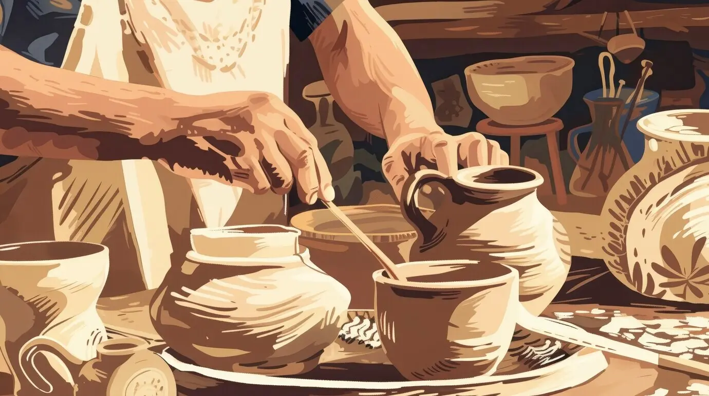 Illustration von Töpferware im Stil digitaler Kunst